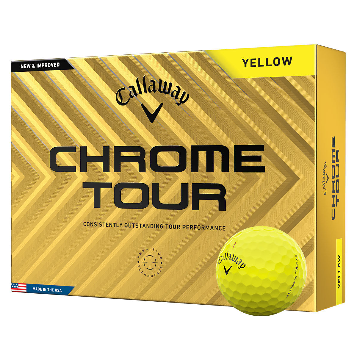 Callaway Chrome Tour 12 Golf Ball Pack, Mens, Yellow | American Golf