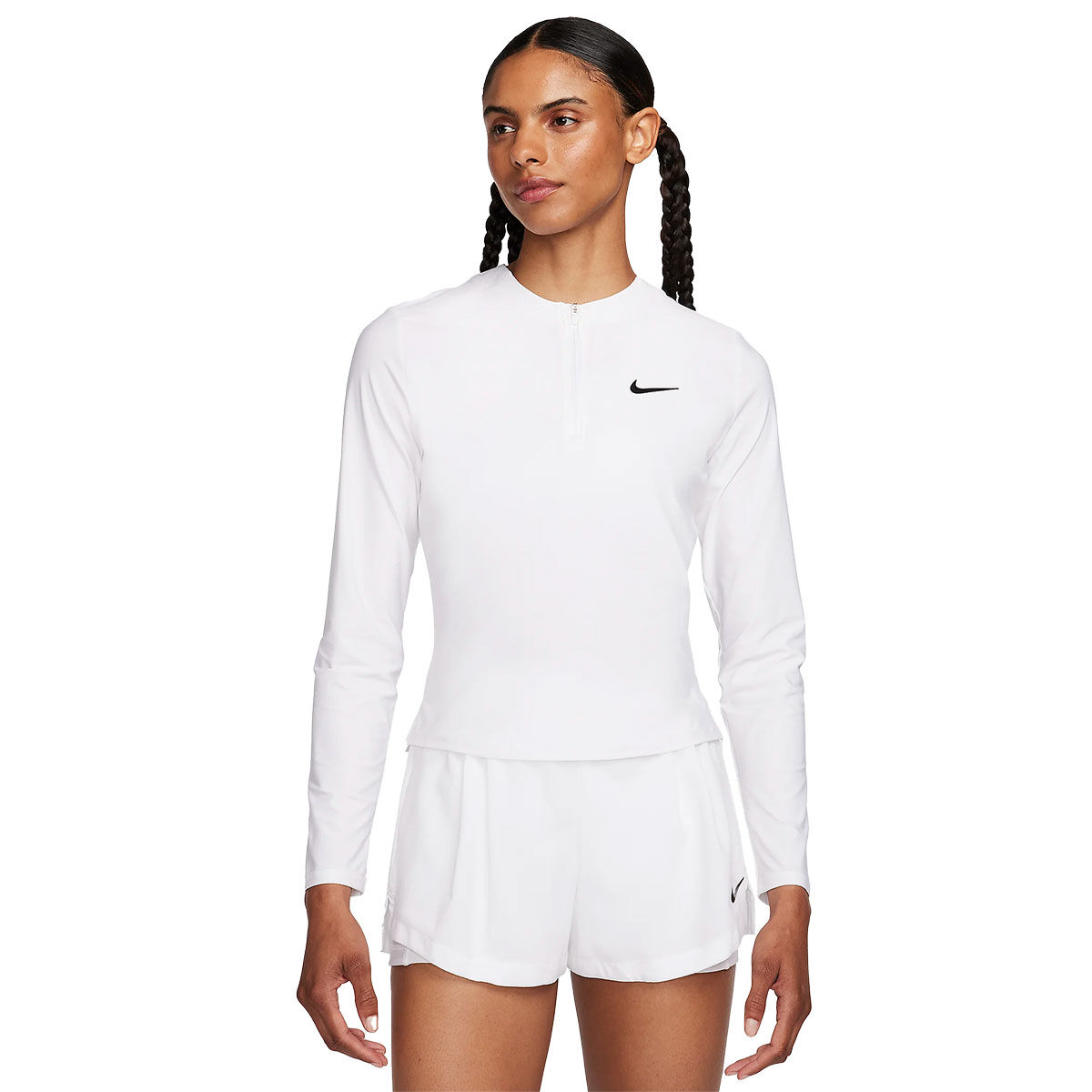 Nike Womens Advantage Quarter Zip Golf Mid Layer, Female, White/black, Large | American Golf