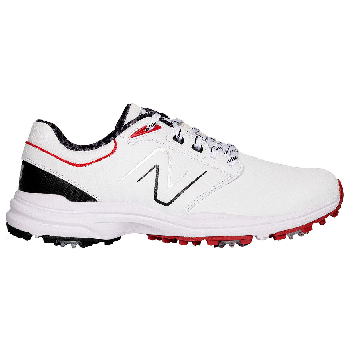 New Balance Men’s Brighton Waterproof Spiked Golf Shoes, Mens, White/red, 7 | American Golf