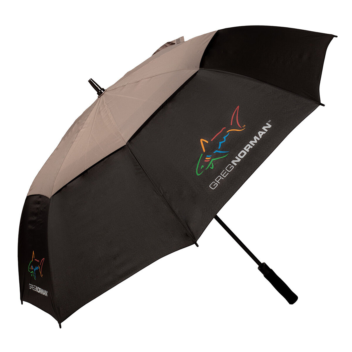 Greg Norman Black And Grey Lightweight Plain Dual Canopy Golf Umbrella, Size: 62", 62 inches | American Golf