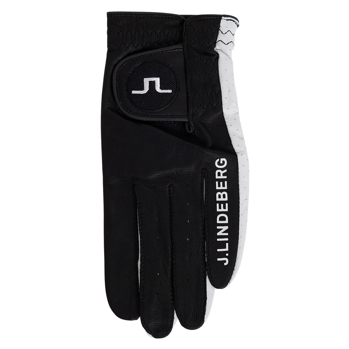 J.Lindeberg Mens Black Adjustable Ron Leather Left Hand Golf Glove, Size: Medium/Large | American Golf