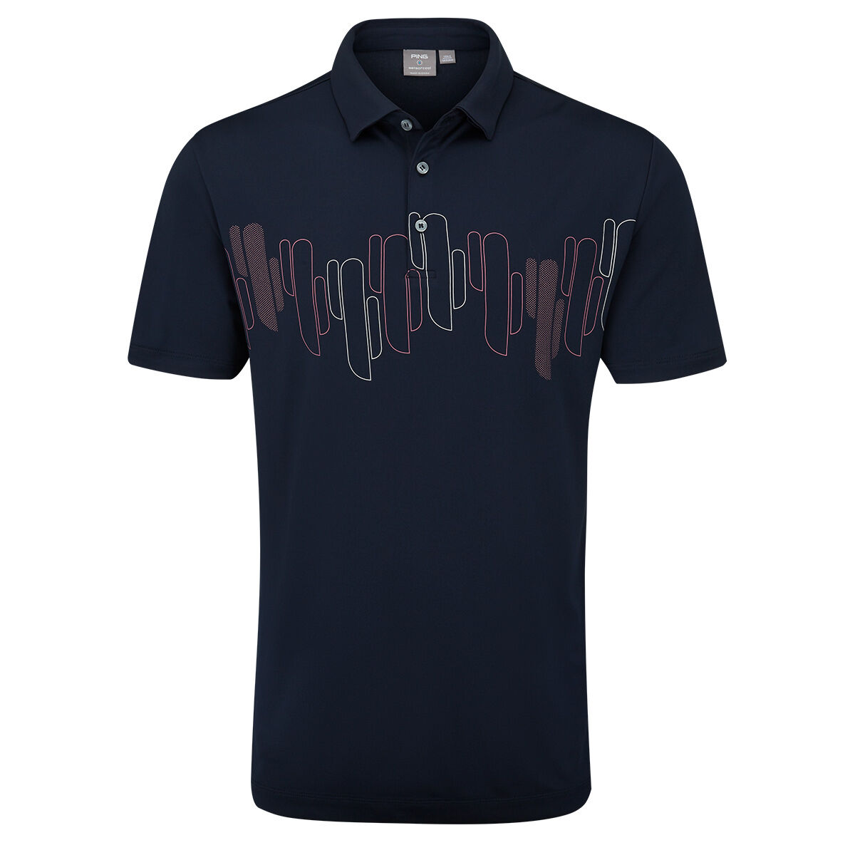 PING Men’s Arizona Cactus Print Golf Polo Shirt, Mens, Navy blue, Xxl | American Golf