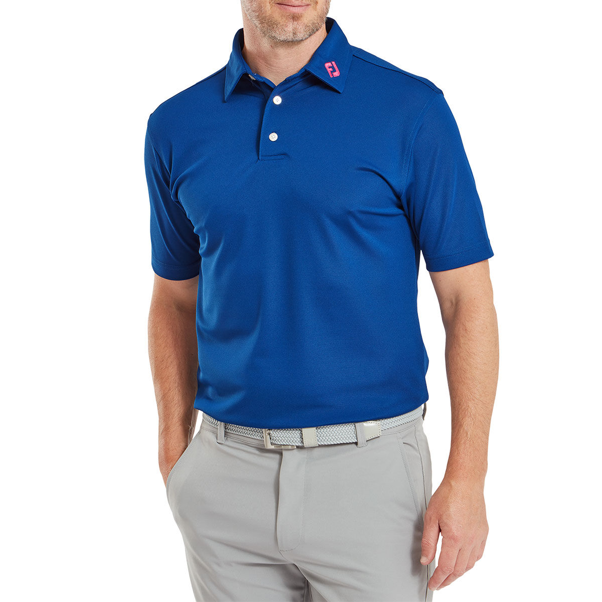 FootJoy Men’s Stretch Pique Solid Colour Golf Polo Shirt, Mens, Deep blue, Small | American Golf