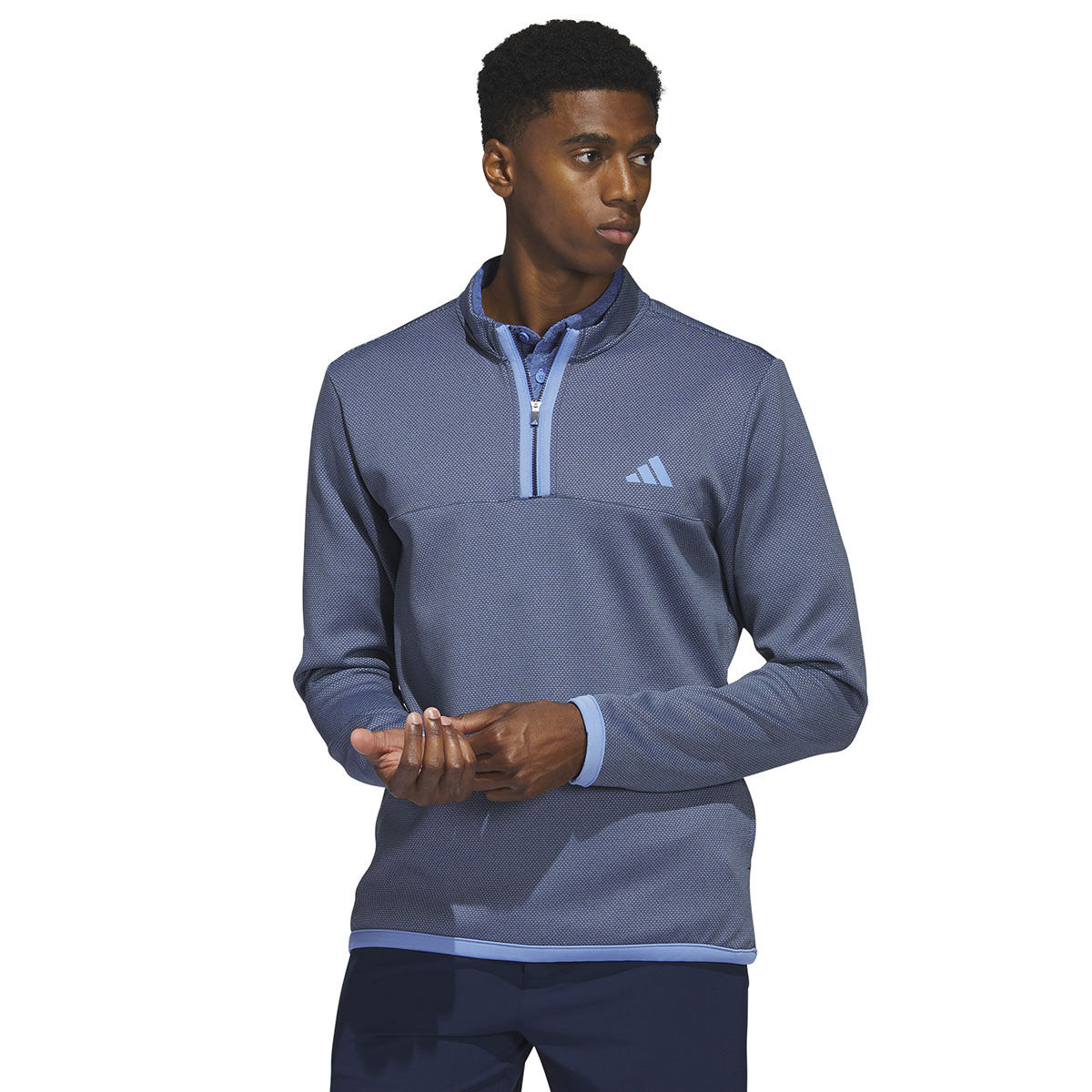 adidas Men’s Microdot Quarter Zip Golf Mid Layer, Mens, Collegiate navy/blue fusion, Small | American Golf