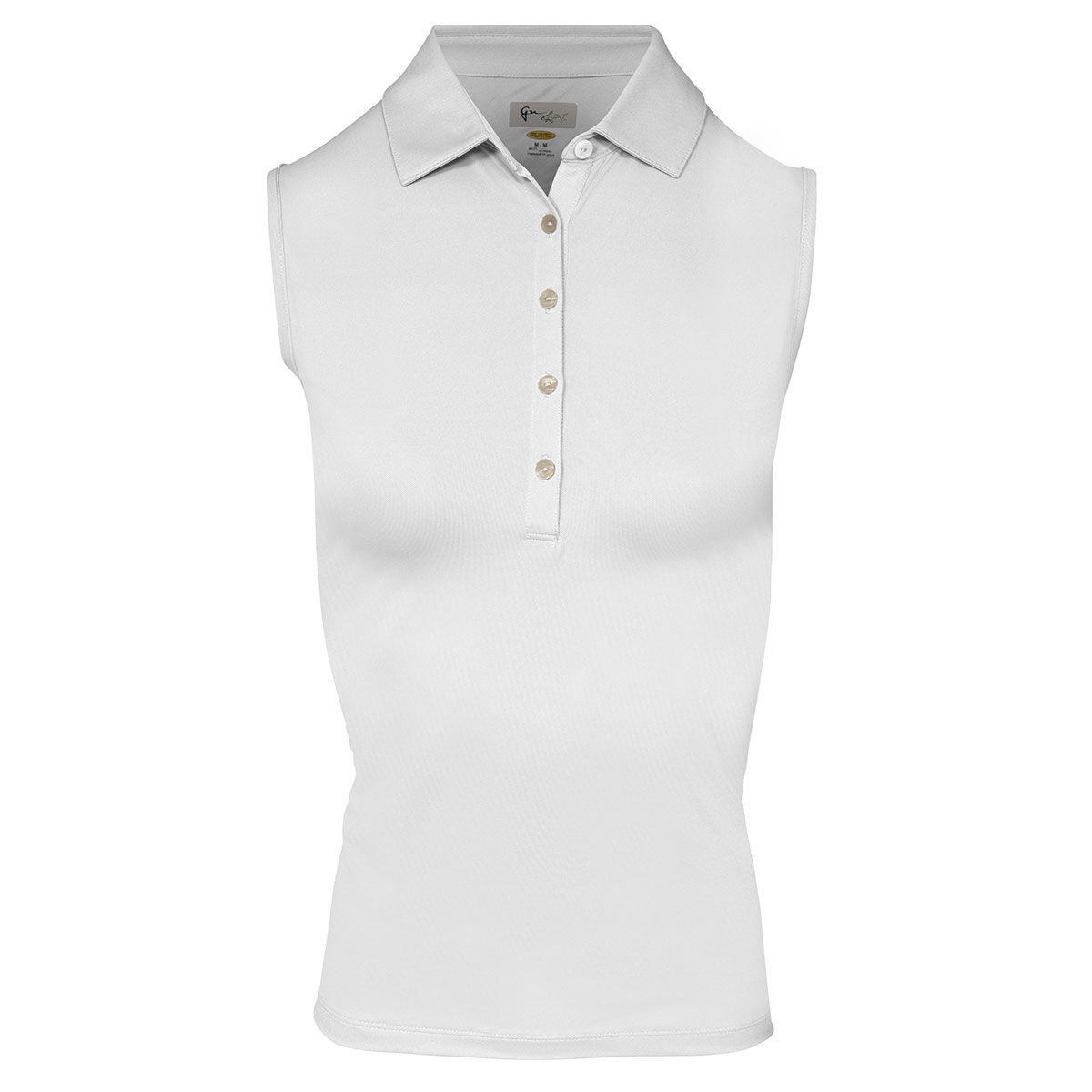 Greg Norman Golf Polo Shirt, Womens White Freedom Pique Sleeveless, Size: Large| American Golf