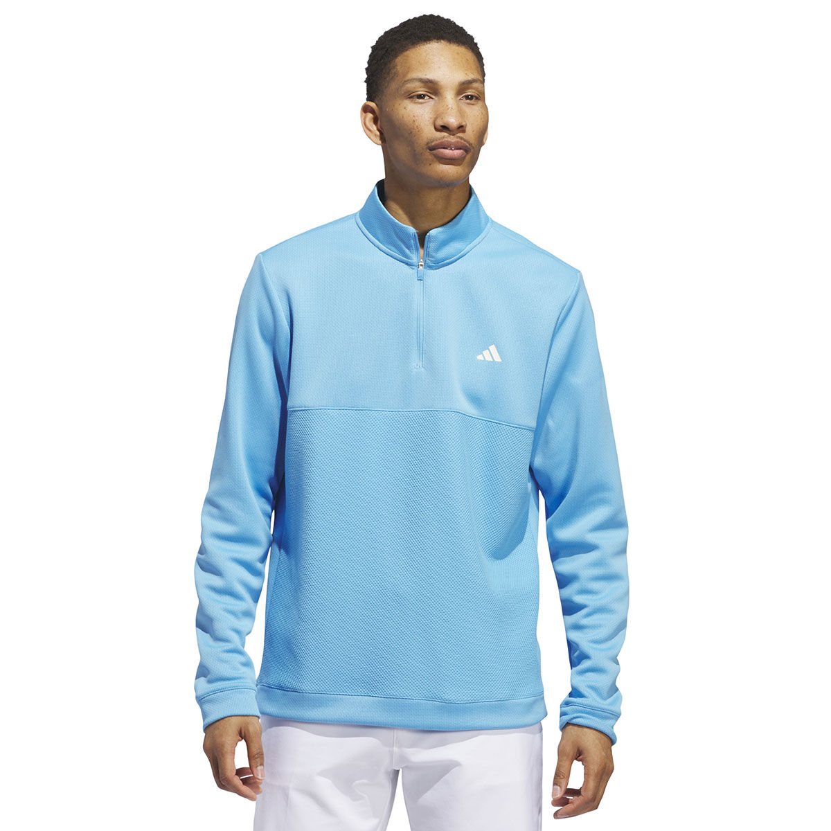 adidas Men’s Ultimate365 Textured Quarter Zip Golf Mid Layer, Mens, Semi blue burst, Medium | American Golf