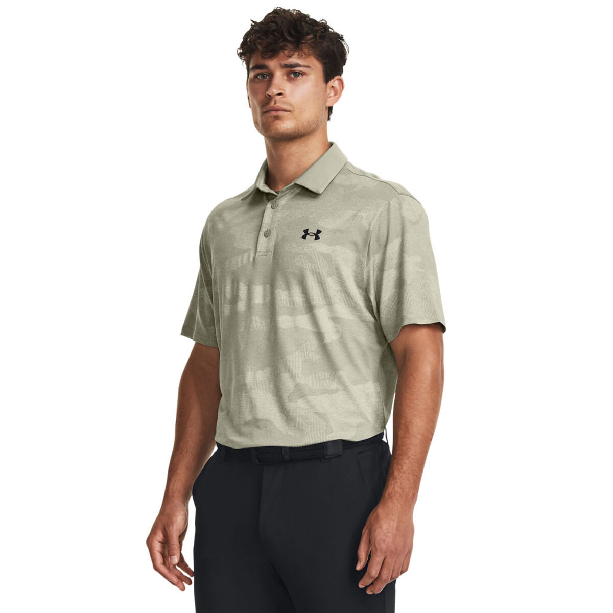 Under Armour Men’s Green and Navy Blue Lightweight Camo 2.0 Jacquard Golf Polo Shirt, Size: Medium | American Golf