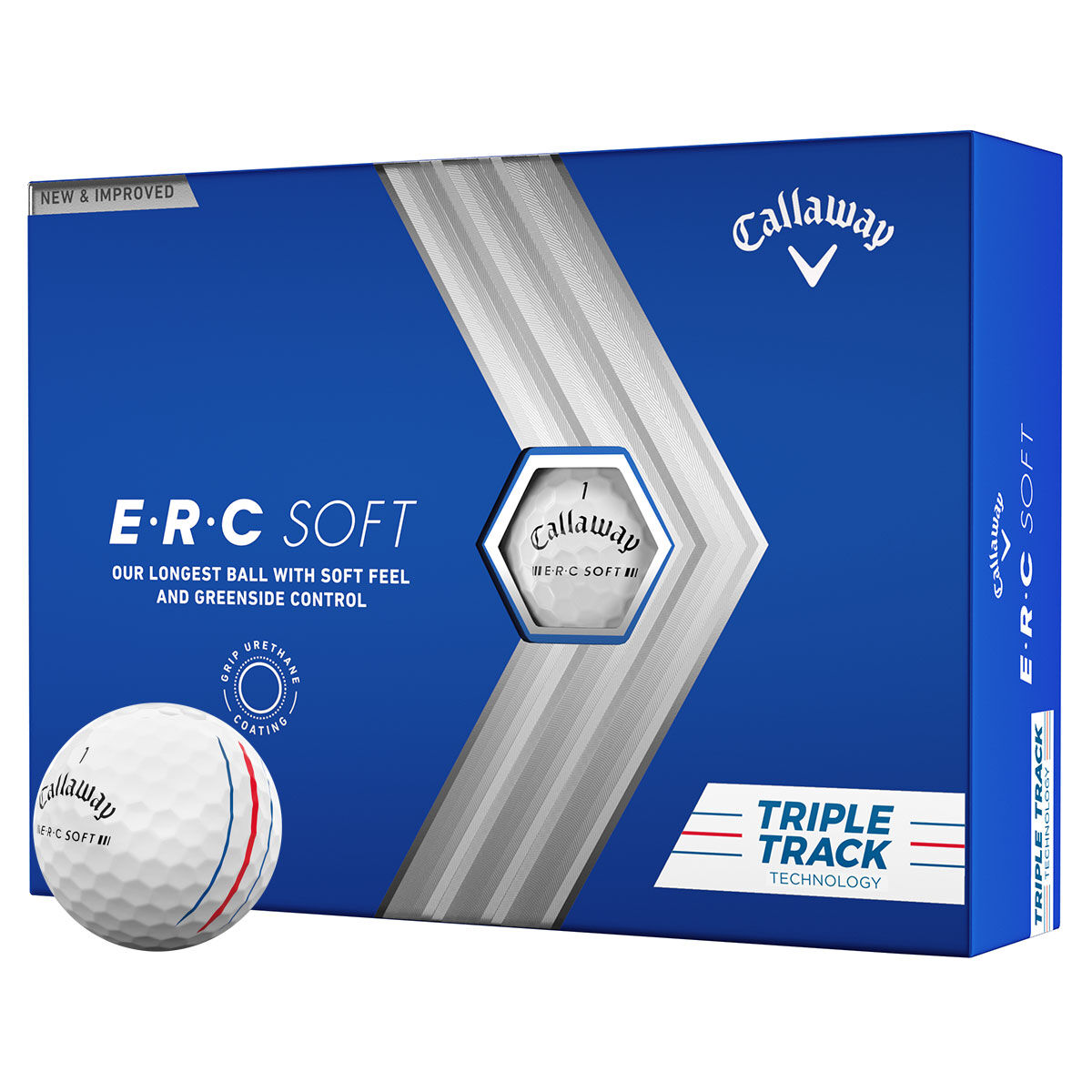 Callaway E.R.C Soft Triple Track 12 Golf Balls, Male, White  | Online Golf