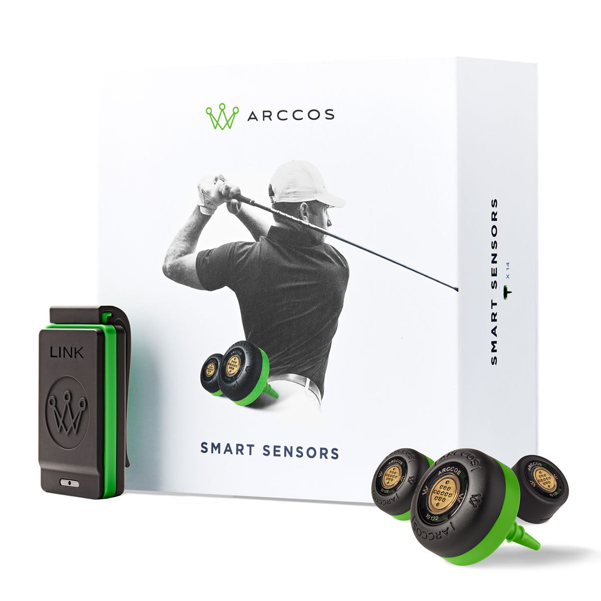 Arccos Mens Black and Green Smart Sensors & Link Golf Bundle | American Golf, One Size