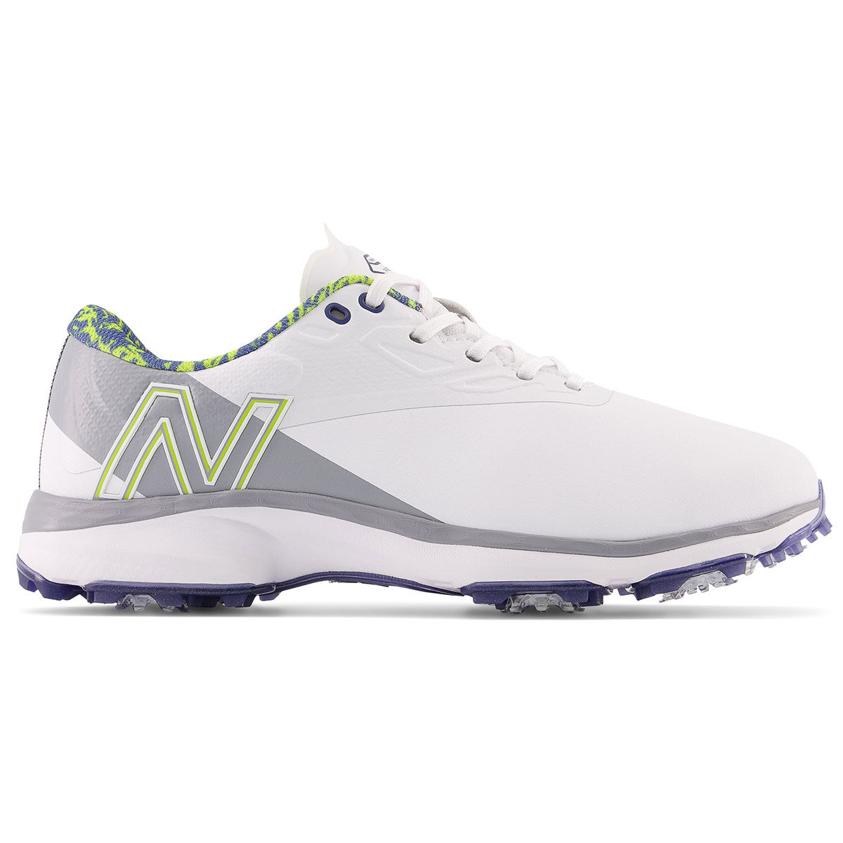 New Balance Men’s White and Grey Lightweight Fresh Foam X Defender Waterproof Spiked Golf Shoes, Size: 7.5 | American Golf
