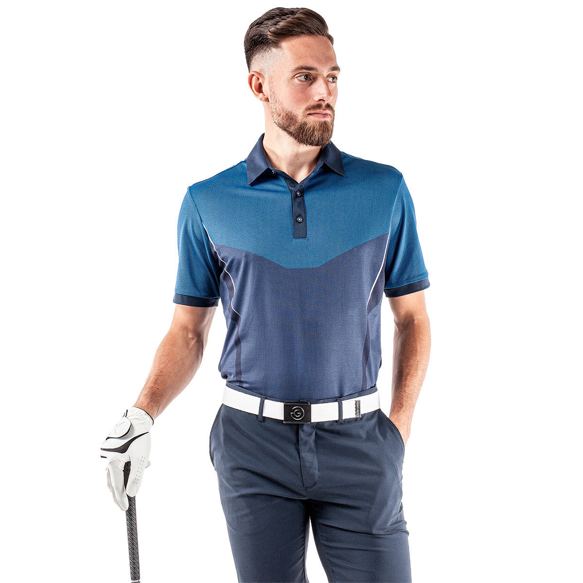 Galvin Green Men’s Mateus Golf Polo Shirt, Mens, Navy/soft blue/white, Large | American Golf