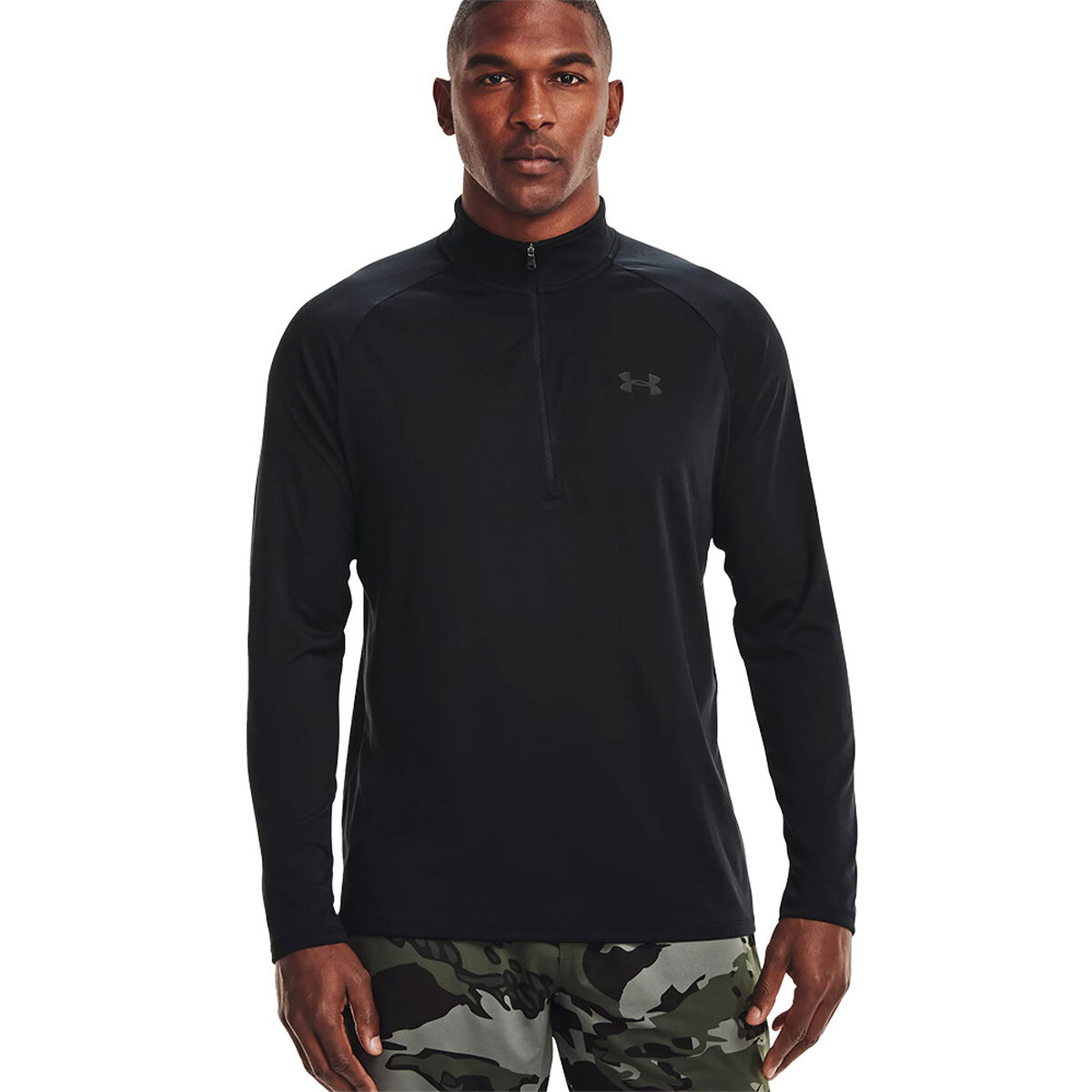 Under Armour Mens Black, Charcoal Tech 2.0 1/2 Zip Midlayer, Male, Size: XS | American Golf