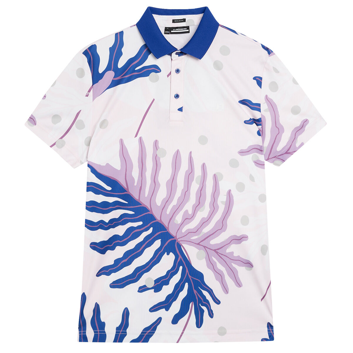J.Lindeberg Martin Print Golf Polo Shirt, Mens, Paradise monstera pink, Small | American Golf