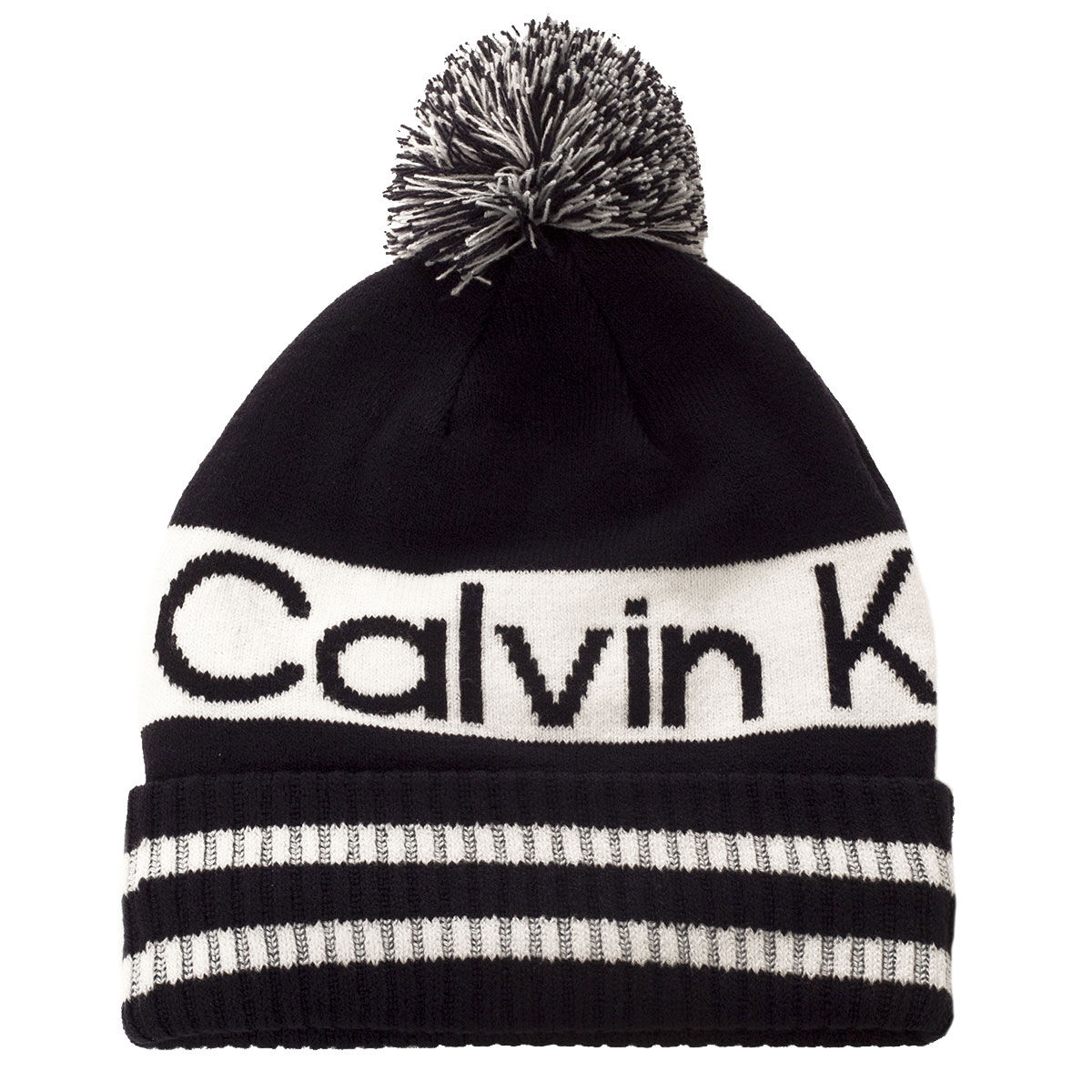Calvin Klein Men’s Navy Blue and White Knitted Logo Bobble Golf Hat | American Golf, One Size