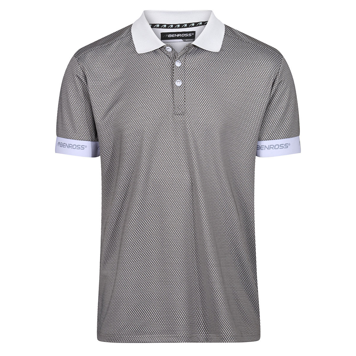 Benross Men’s Honeycomb Jacquard Golf Polo Shirt, Mens, Mid grey, Medium | American Golf