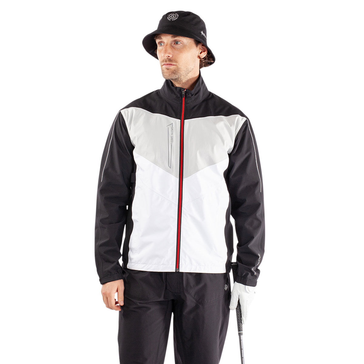 Galvin Green Men’s Armstrong Waterproof Golf Jacket, Mens, Black/white/red, Xl | American Golf