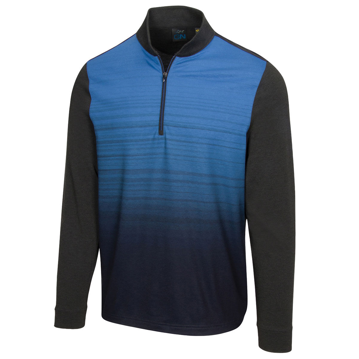 Greg Norman Black and Blue Colour Block Nightsky 1/4 Zip Midlayer, Mens | American Golf, Size: Small