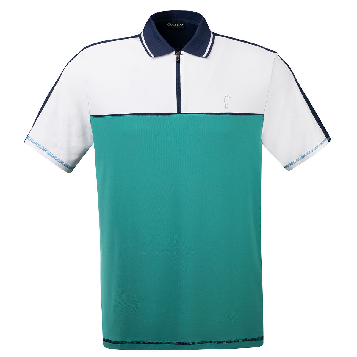GOLFINO Men’s Colour Zip Golf Polo Shirt, Mens, Optic white/blue print, Small | American Golf