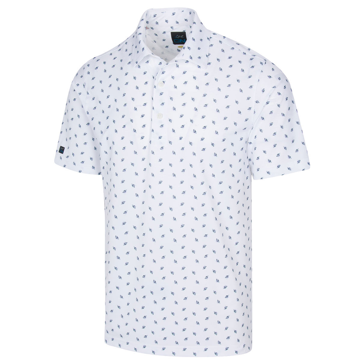 Greg Norman Men’s White Butterfly Fish Golf Polo Shirt, Size: S | American Golf