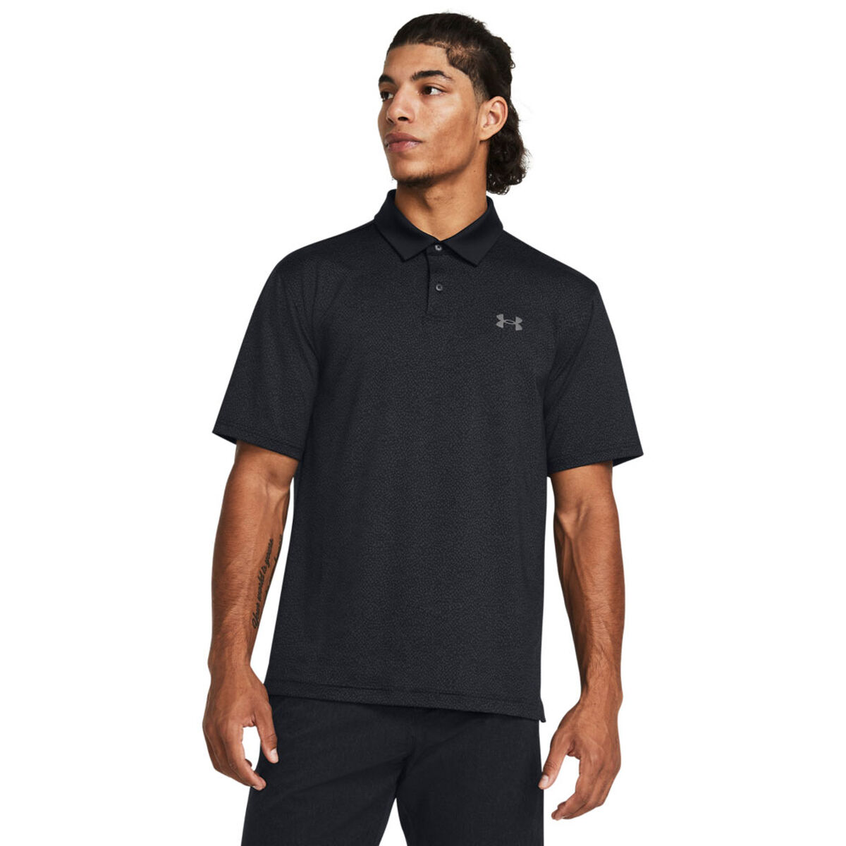Under Armour Men’s T2G Printed Plain Golf Polo Shirt, Mens, Black, Medium | American Golf