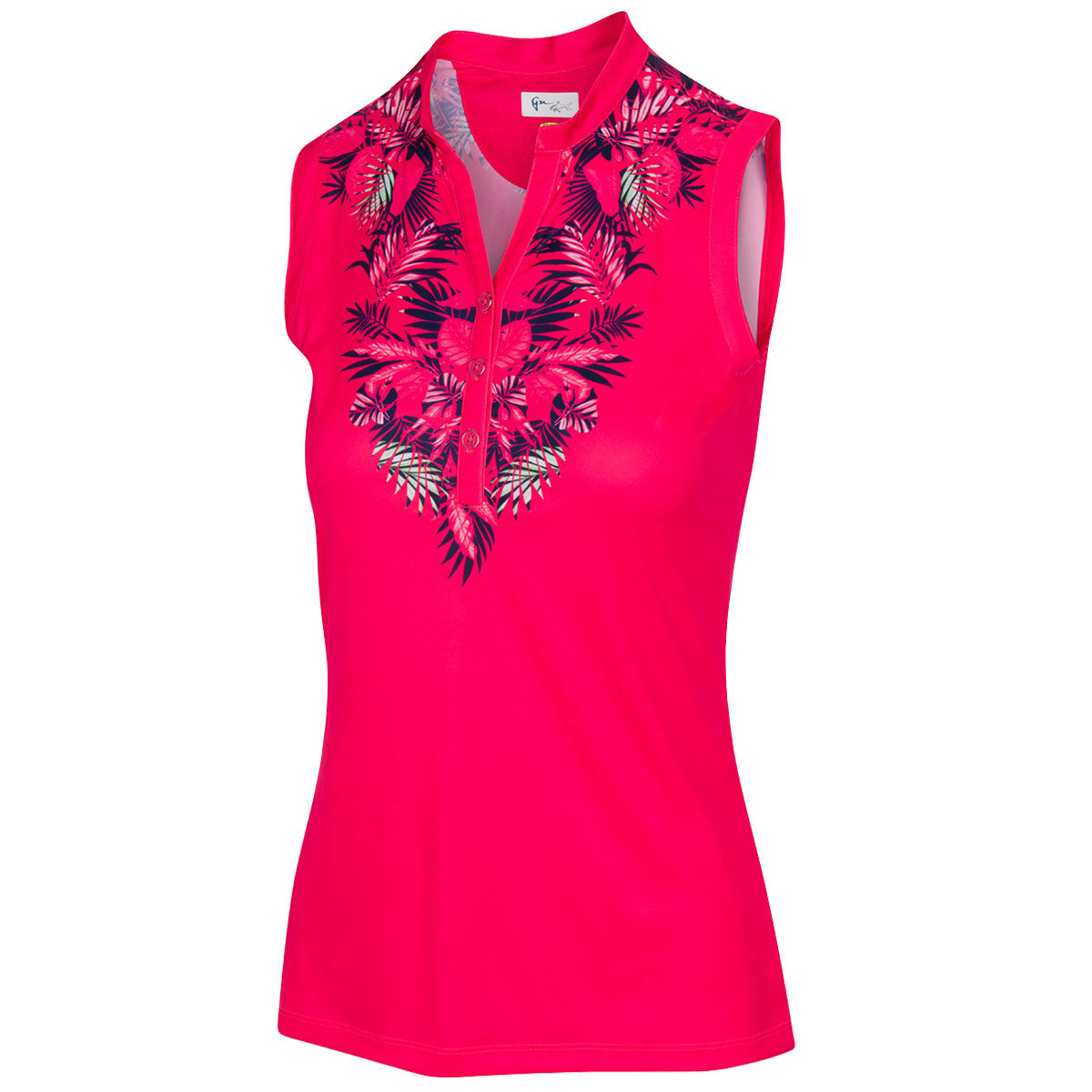 Greg Norman Women’s Pink Lightweight Paradise Sleeveless Golf Polo Shirt, Size: XL | American Golf