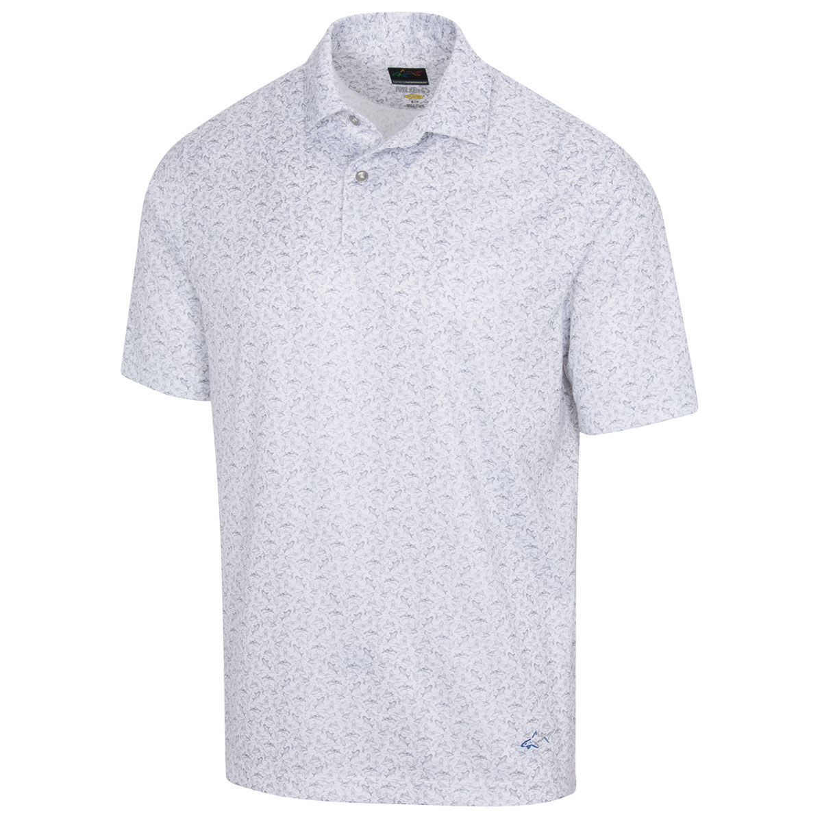 Greg Norman Men’s Shark Sketch Golf Polo Shirt, Mens, White/sky, Xxl | American Golf