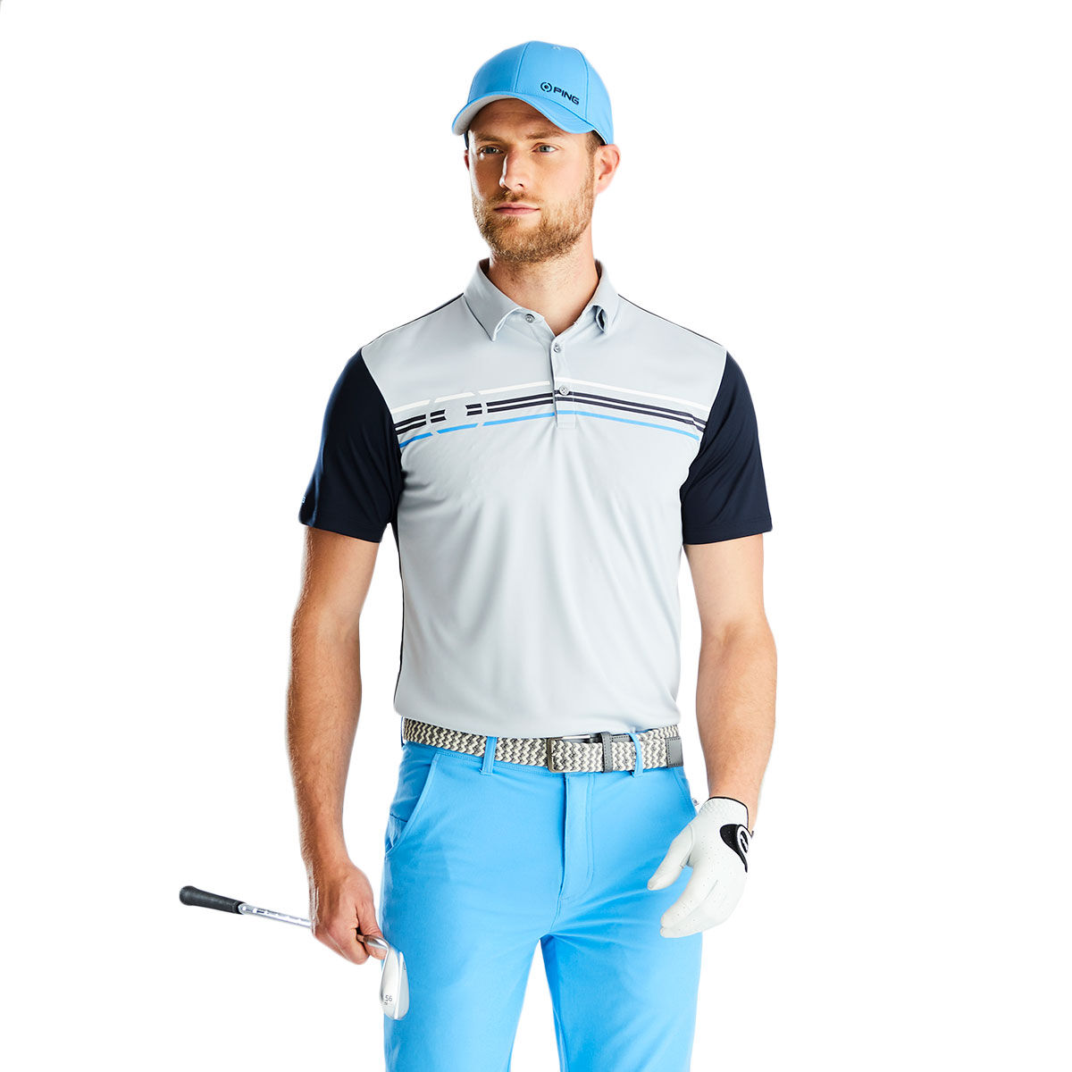 PING Men’s Morten Golf Polo Shirt, Mens, Pearl grey, Small | American Golf