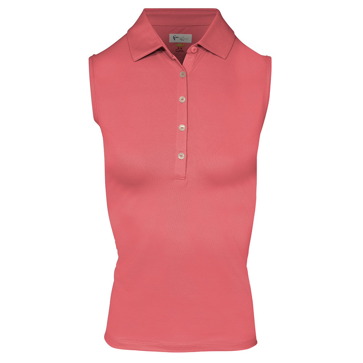 Greg Norman Womens Freedom Pique Sleeveless Golf Polo Shirt, Female, Coral guava, Small | American Golf