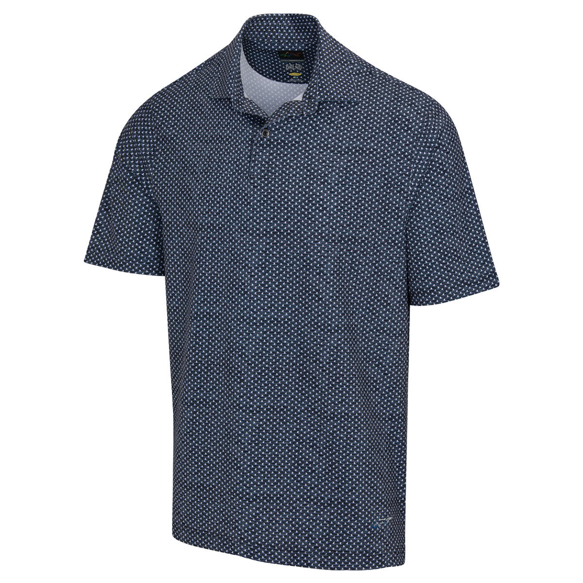 Greg Norman Men’s Micro Shark Fin Golf Polo Shirt, Mens, Black heather, Medium | American Golf