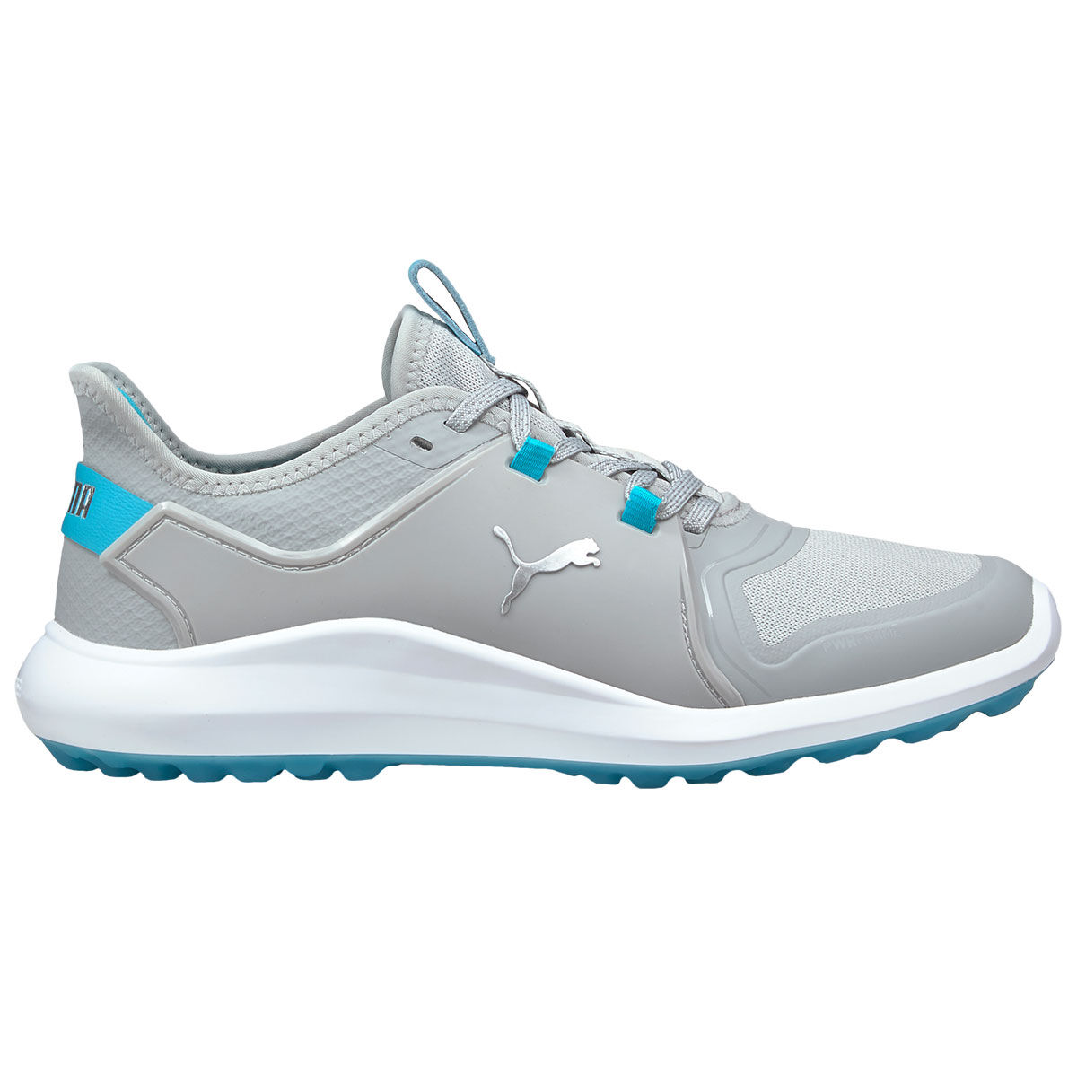PUMA Womens IGNITE FASTEN8 Waterproof Spikeless Golf Shoes, Female, High rise/silver/scuba blue, 5, Regular | American Golf