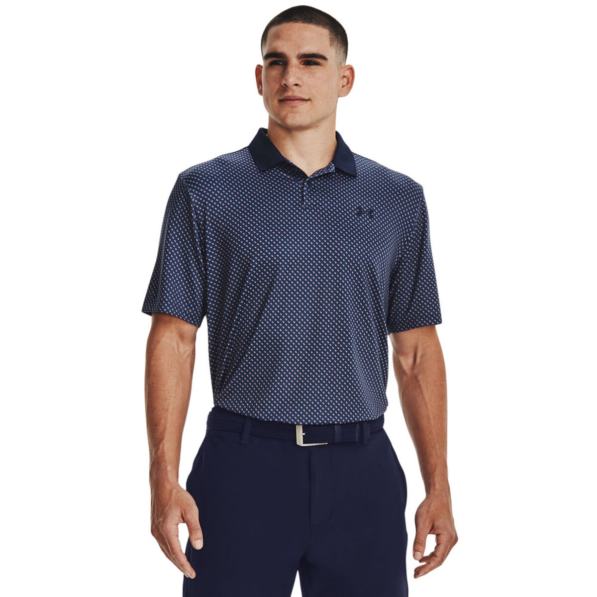 Under Armour Men’s Performance 3.0 Printed Golf Polo Shirt, Mens, Navy/red/navy, Small | American Golf