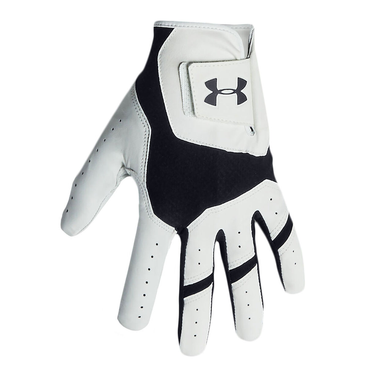 Under Armour Tour Cool Golf Glove, Mens, Left hand, Medium, White/black | American Golf