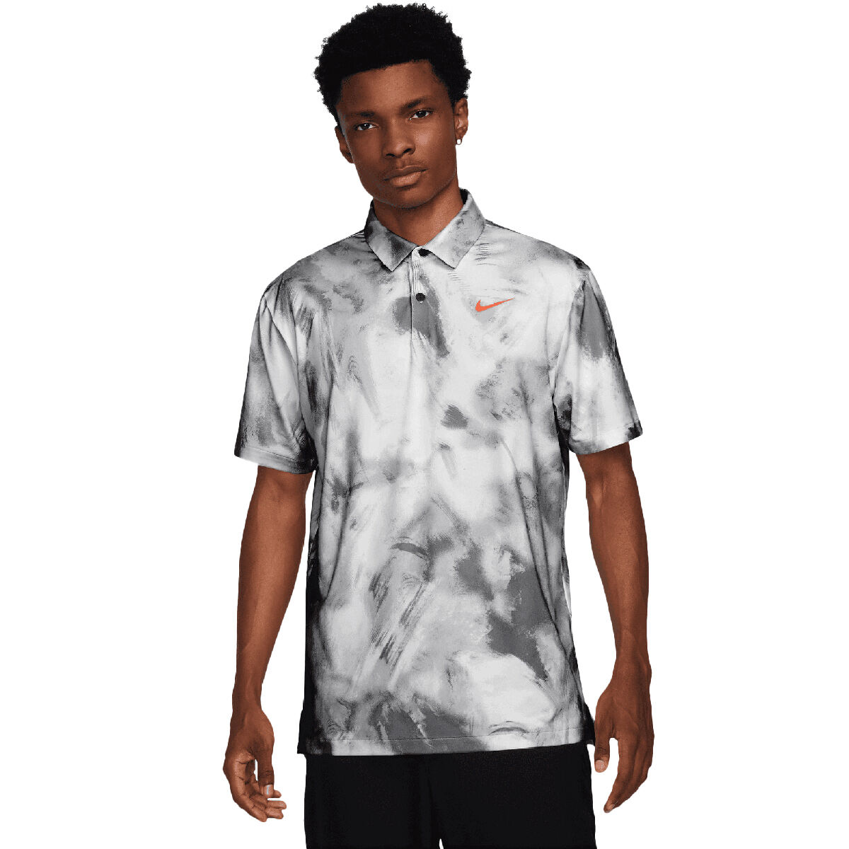 Nike Men’s Tour Dri-FIT Ombre Print Golf Polo Shirt, Mens, Black/turf orange, Medium | American Golf