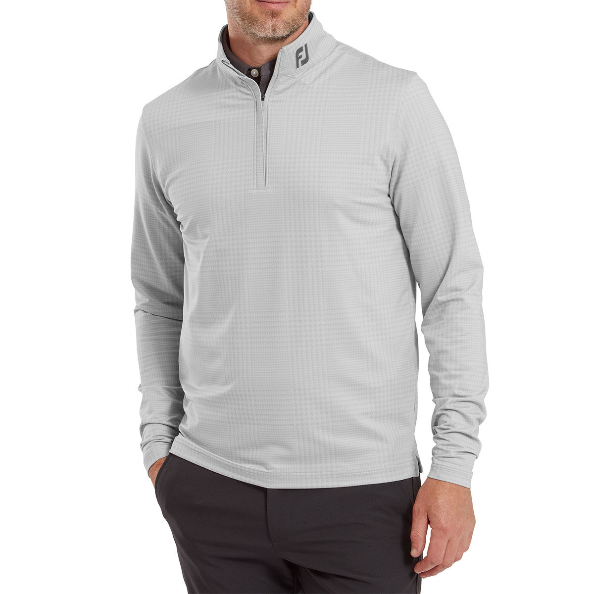 FootJoy Men’s Glen Plaid Chill-Out Golf Midlayer, Mens, Grey cliff, Small | American Golf