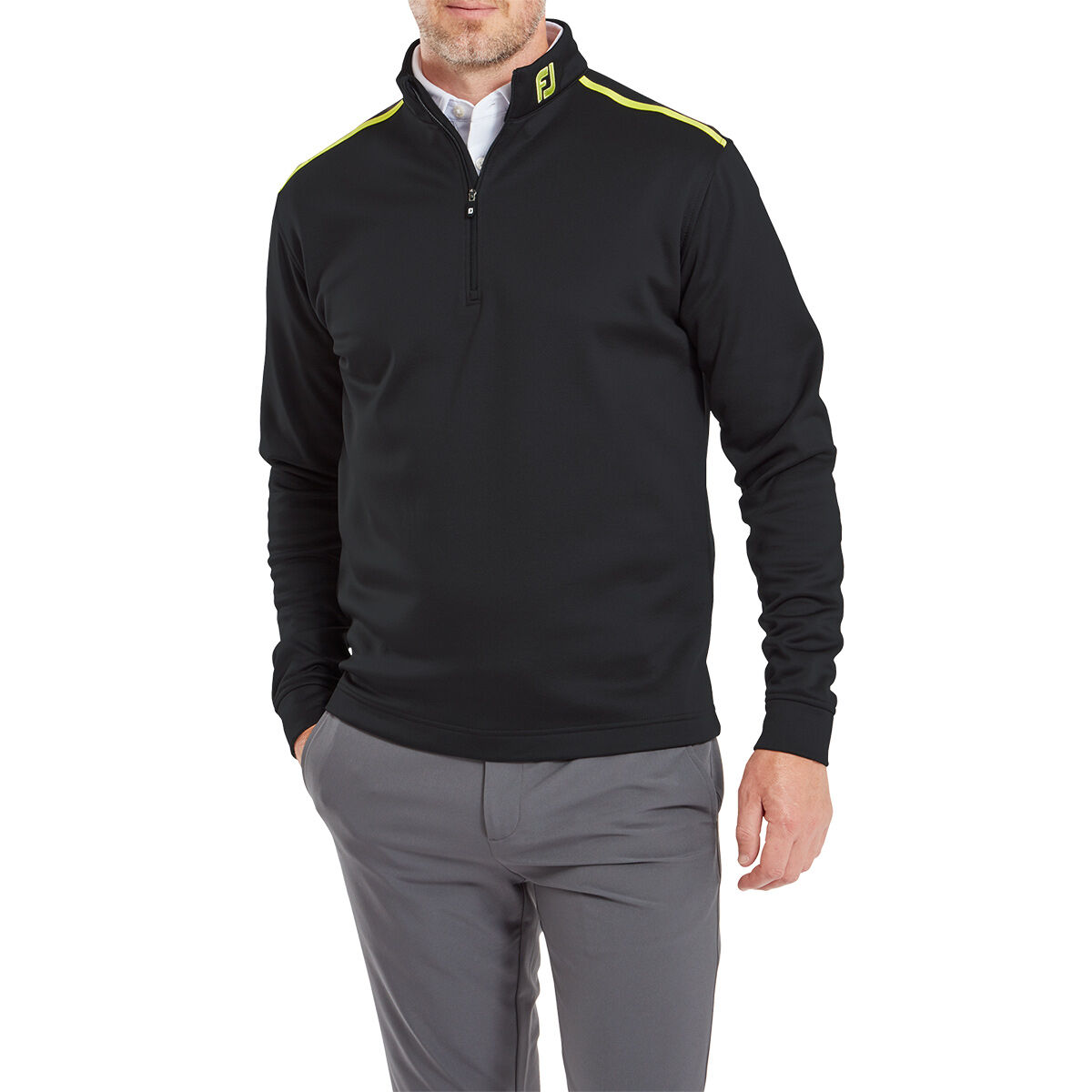 FootJoy Men’s Solid Chill-Out Half Zip Golf Mid Layer, Mens, Black, Small | American Golf