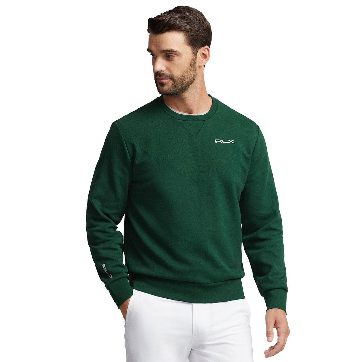 Ralph Lauren Logo Double-Knit Pullover Golf Sweater, Mens, Moss agate, Medium | American Golf