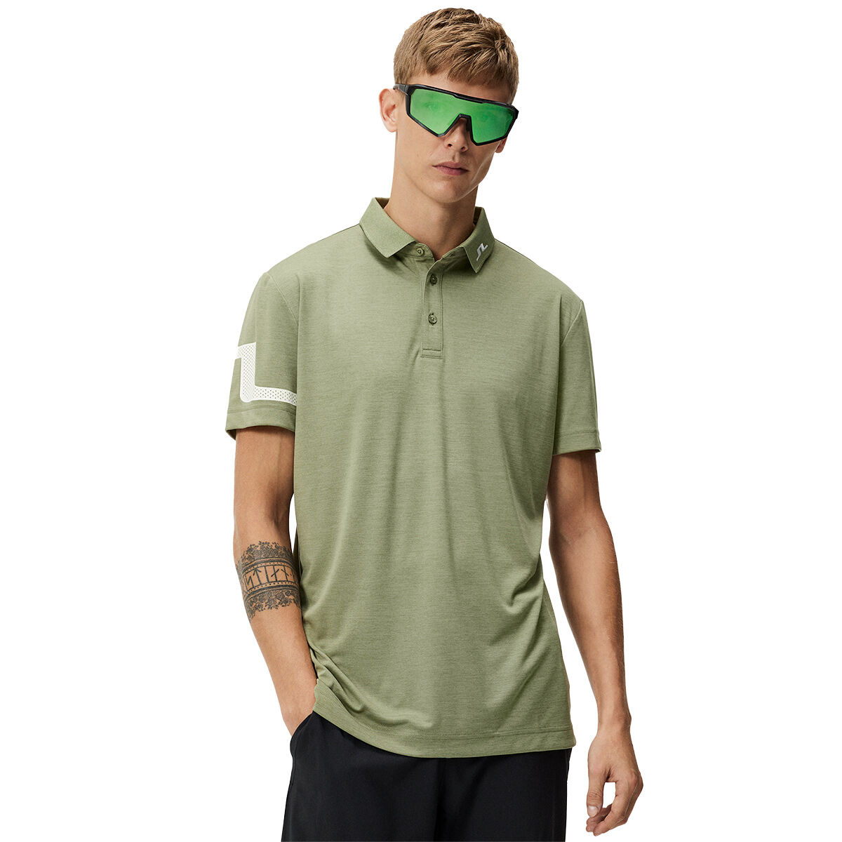 J.Lindeberg Men’s Heath Golf Polo Shirt, Mens, Oil green, Medium | American Golf