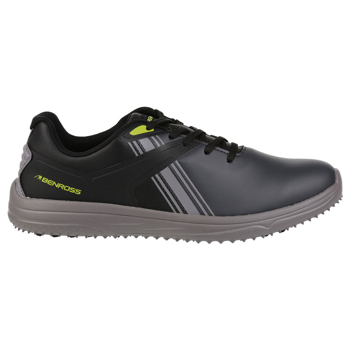 Benross Black, Grey and Yellow Stylish Colour Block Dynamo Waterproof Spikeless Golf Shoes, Size: 9 | American Golf