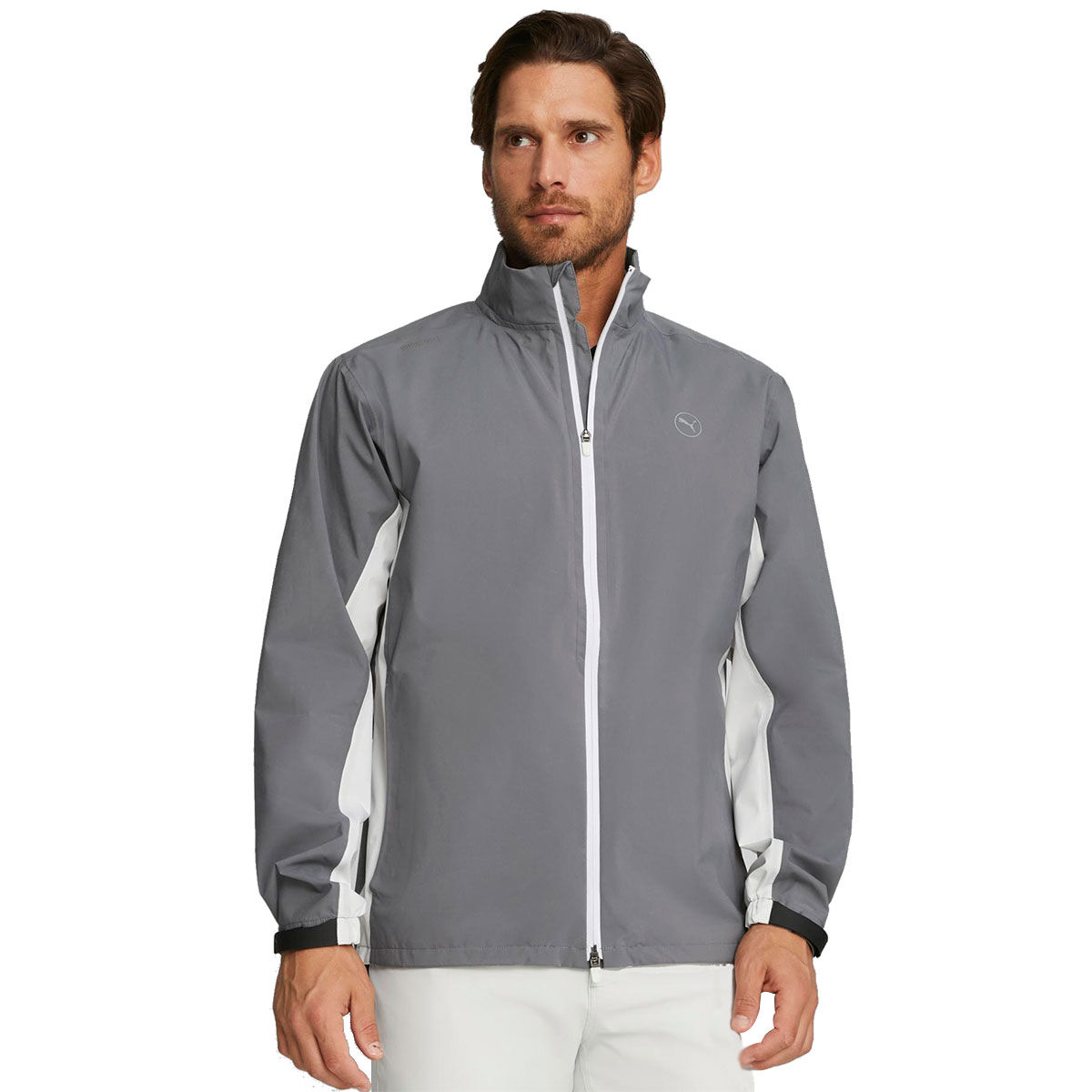 PUMA Men’s DRYLBL Rain Waterproof Golf Jacket, Mens, Slate sky/white glow, Medium | American Golf