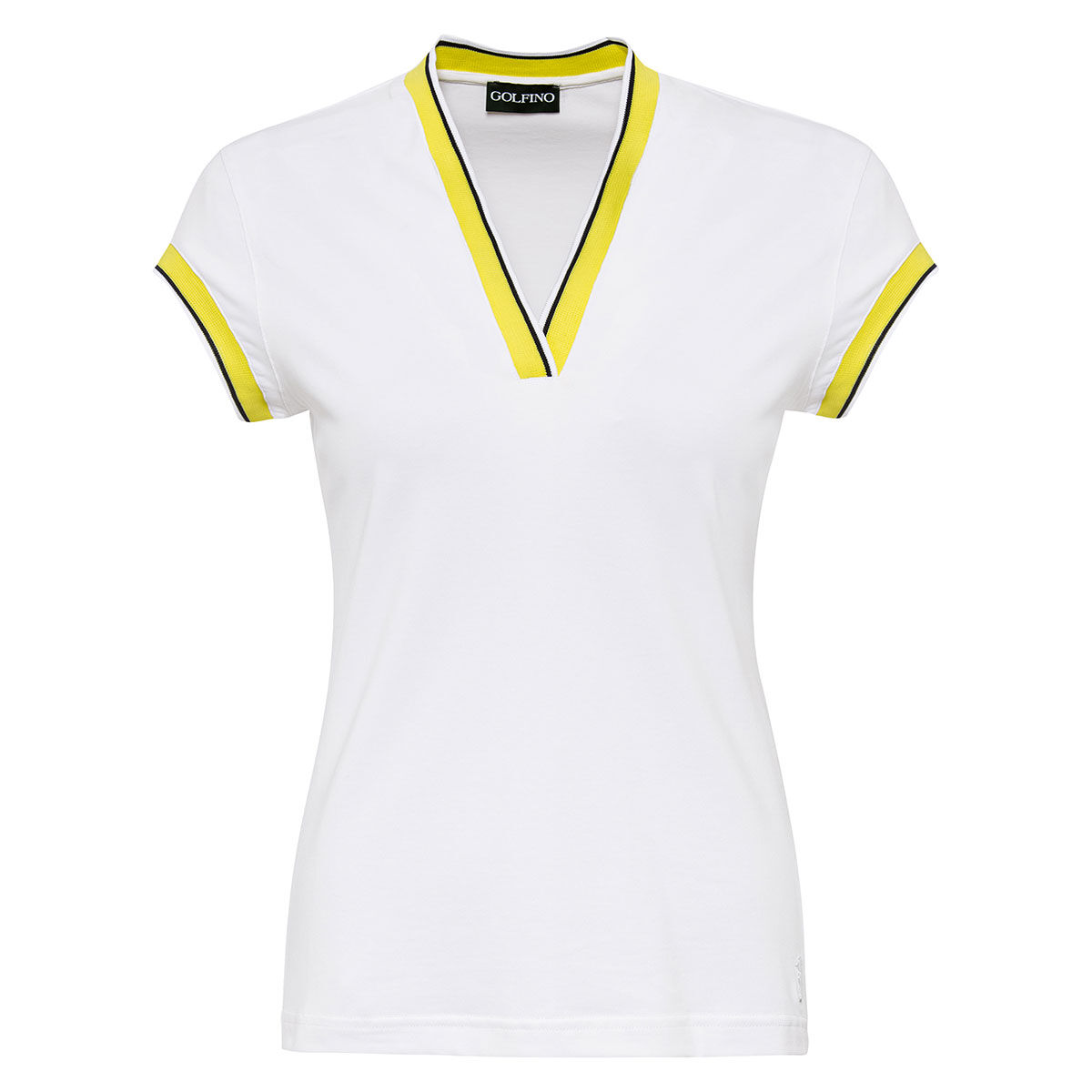 GOLFINO Womens Atlantic Cruise Cap Sleeve UPF Golf Polo Shirt, Female, White, 12 | American Golf