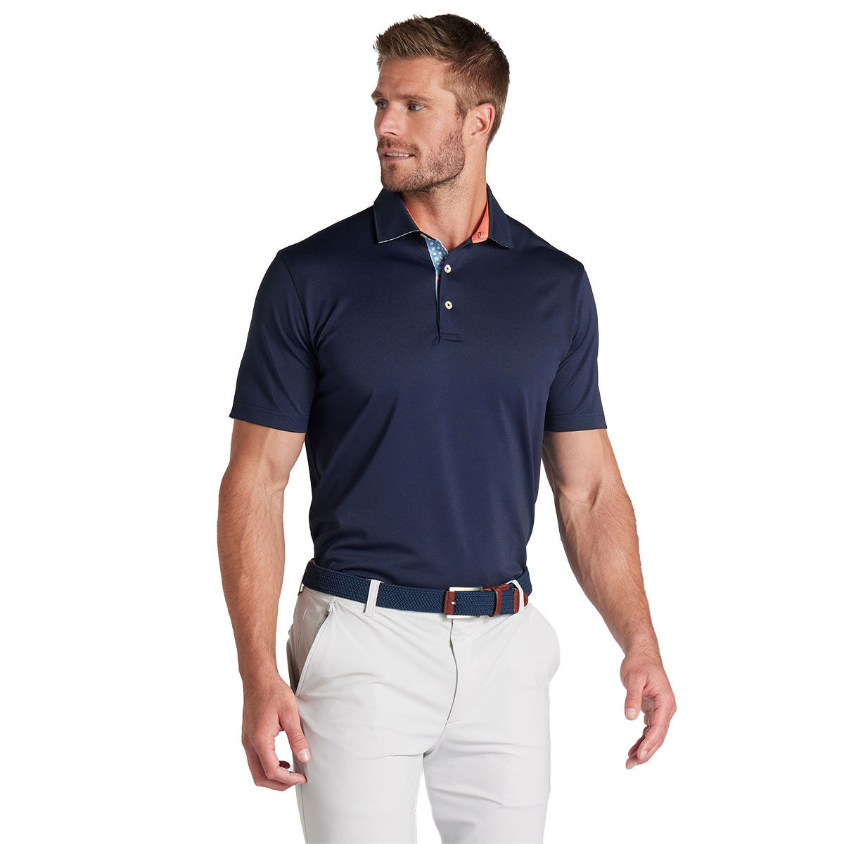 PUMA Men’s Gingham Solid Golf Polo Shirt, Mens, Deep navy, Small | American Golf