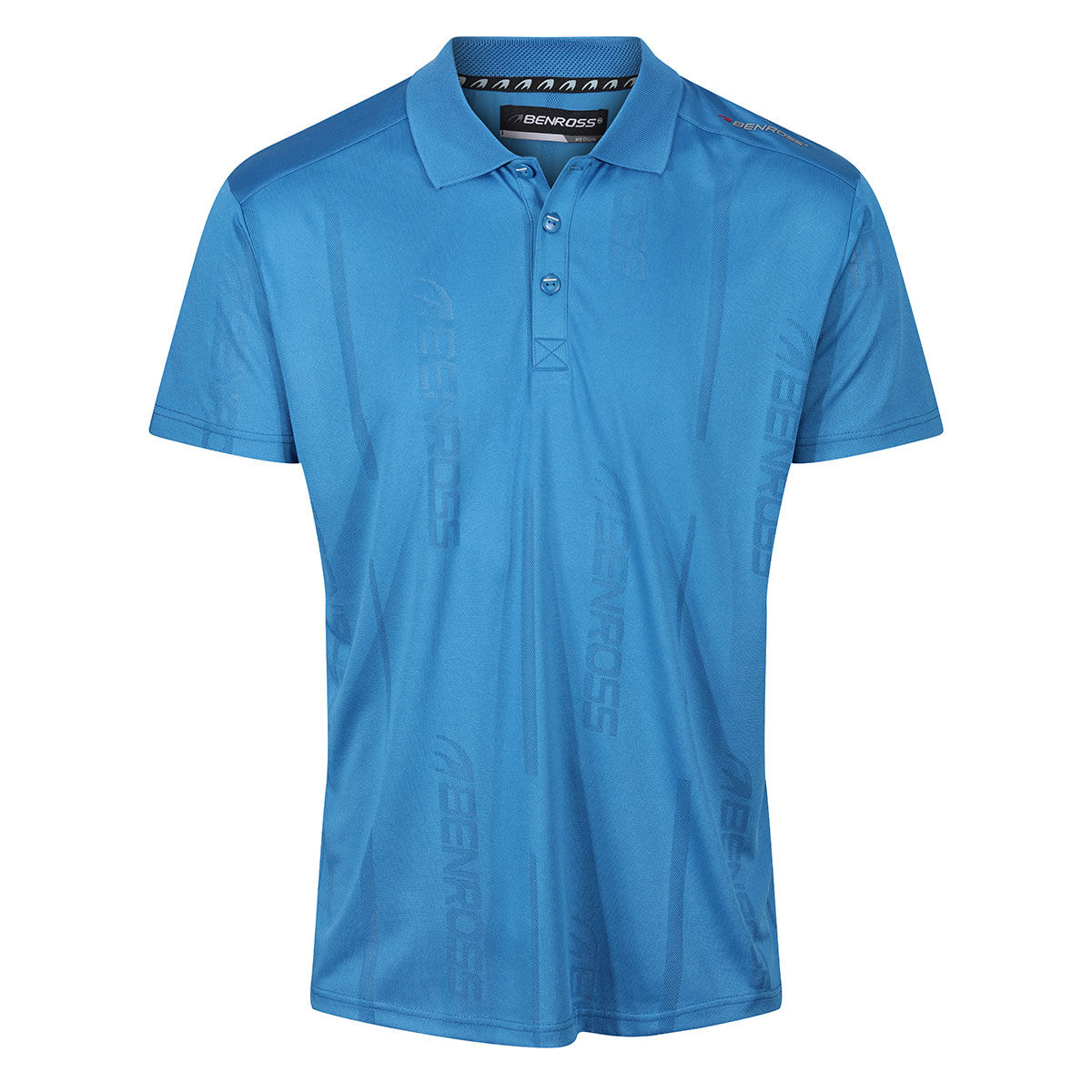 Benross Men’s Blue Lightweight Jacquard Golf Polo Shirt, Size: L | American Golf
