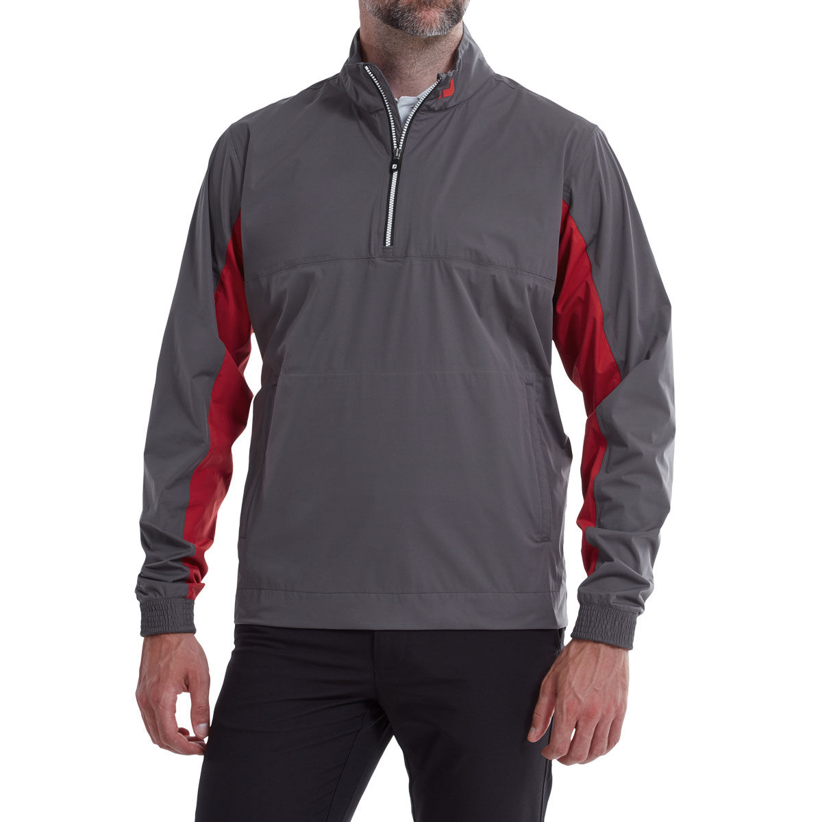 FootJoy Mens Grey And Red Waterproof Colour Block HydroKnit Golf Midlayer, Size: Small  | American Golf