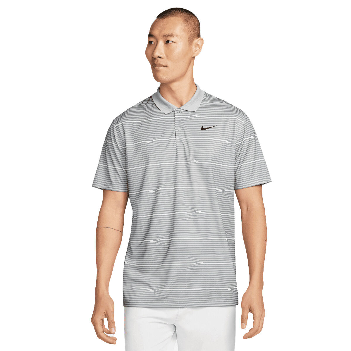 Nike Men’s Victory+ Ripple Golf Polo Shirt, Mens, Cool grey/smoke grey/black, Large | American Golf