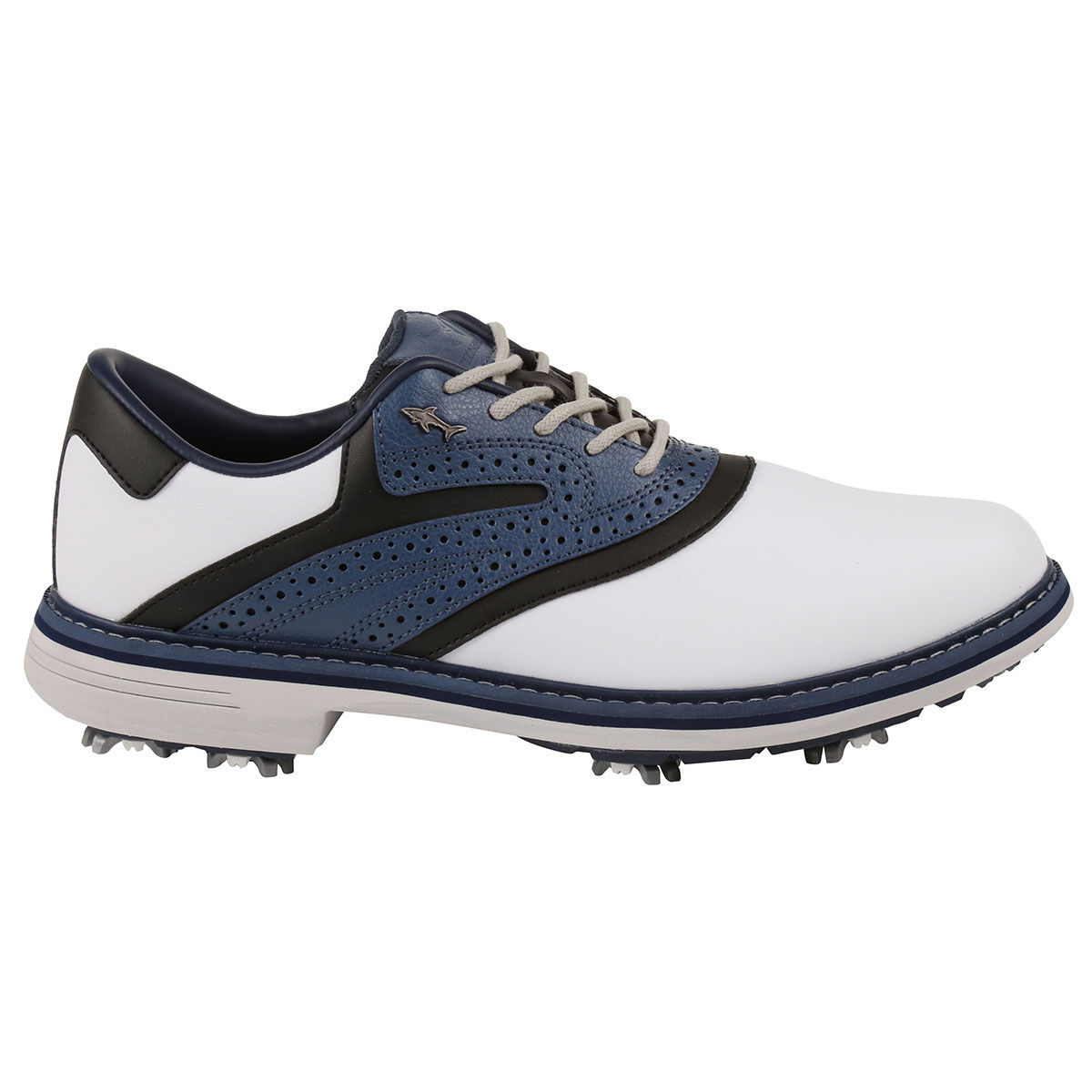 Greg Norman Golf Shoes, Men’s Isa Tour Waterproof Spiked, Mens, White/navy, 7 | American Golf