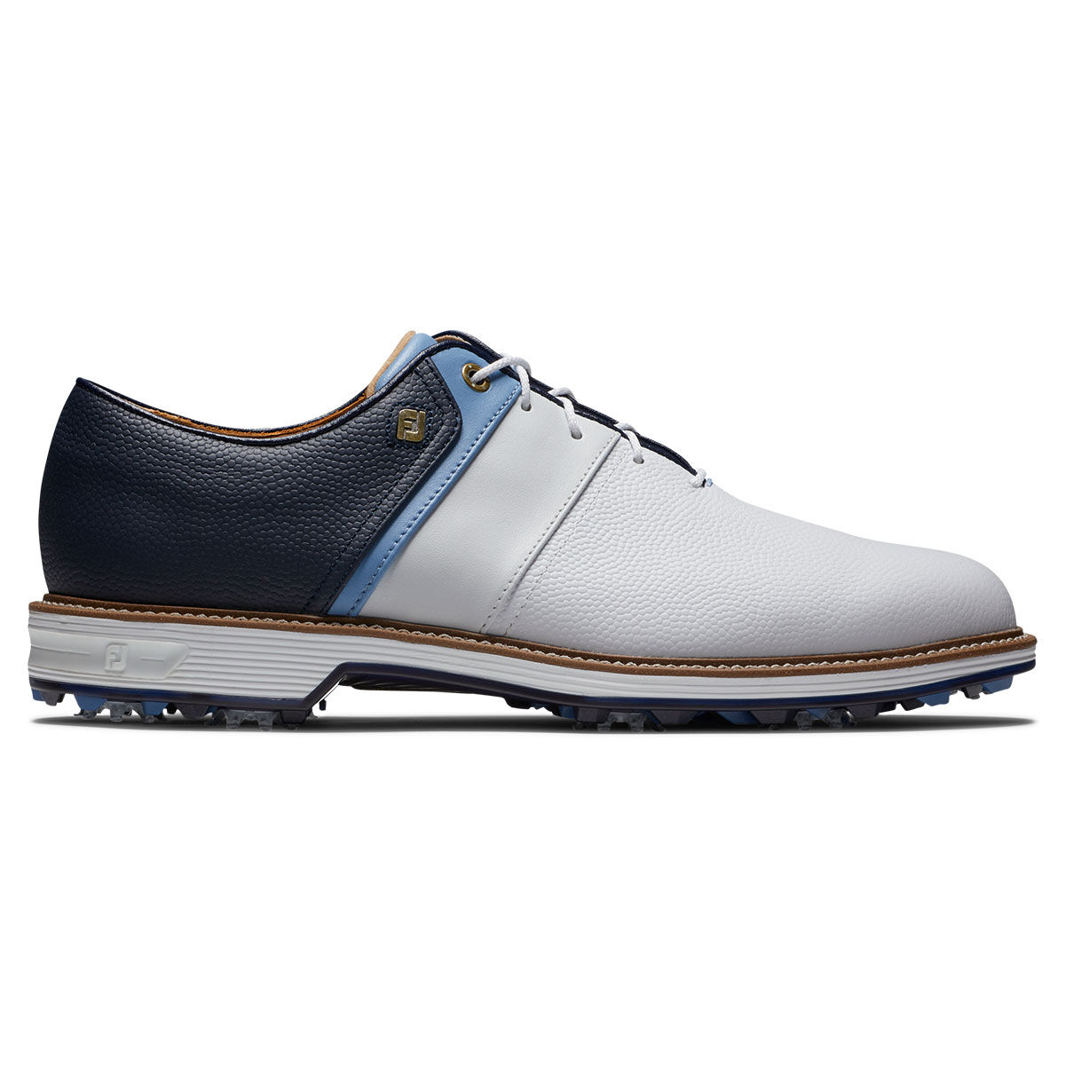 FootJoy Men’s Premiere Packard Waterproof Spiked Golf Shoes, Mens, White/blue/navy, 10, Regular | American Golf
