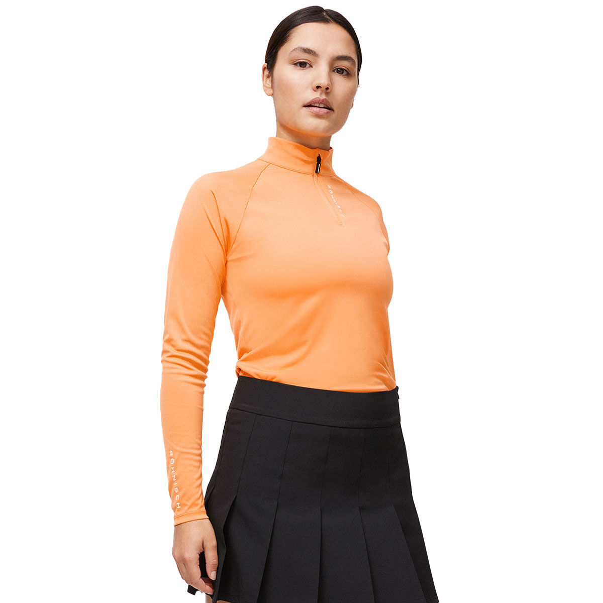 Rohnisch Womens Addy Long Sleeve Golf Mid Layer, Female, Blazing orange, Large | American Golf