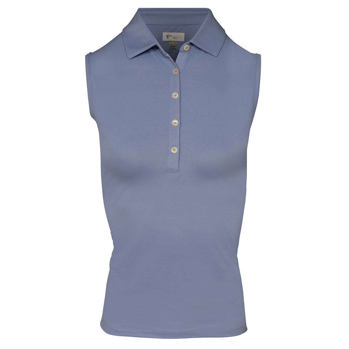 Greg Norman Womens Light Blue Freedom Pique Sleeveless Golf Polo Shirt, Size: XS| American Golf
