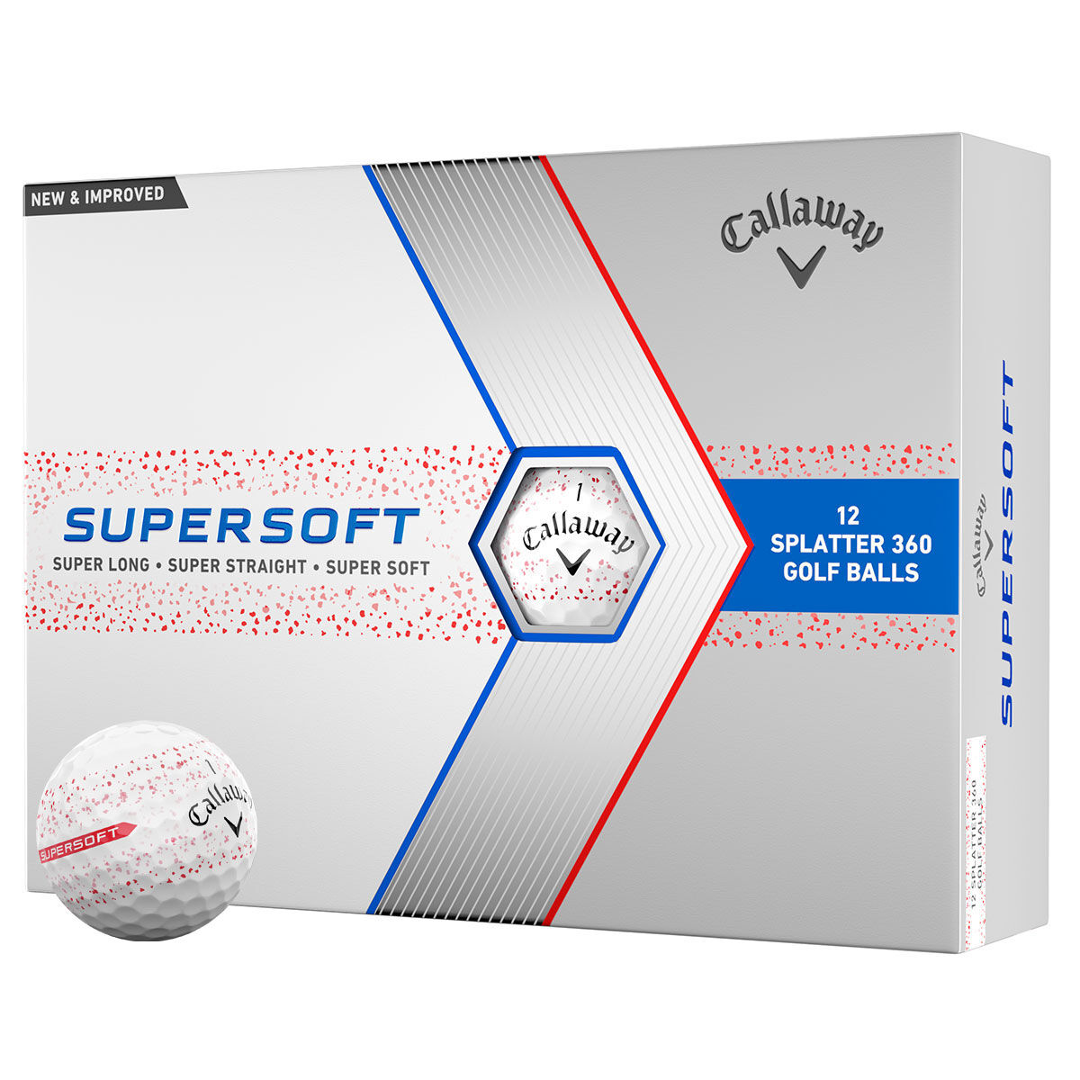 Callaway Golf Supersoft Splatter 12 Golf Ball Pack, Mens, Red splatter | American Golf