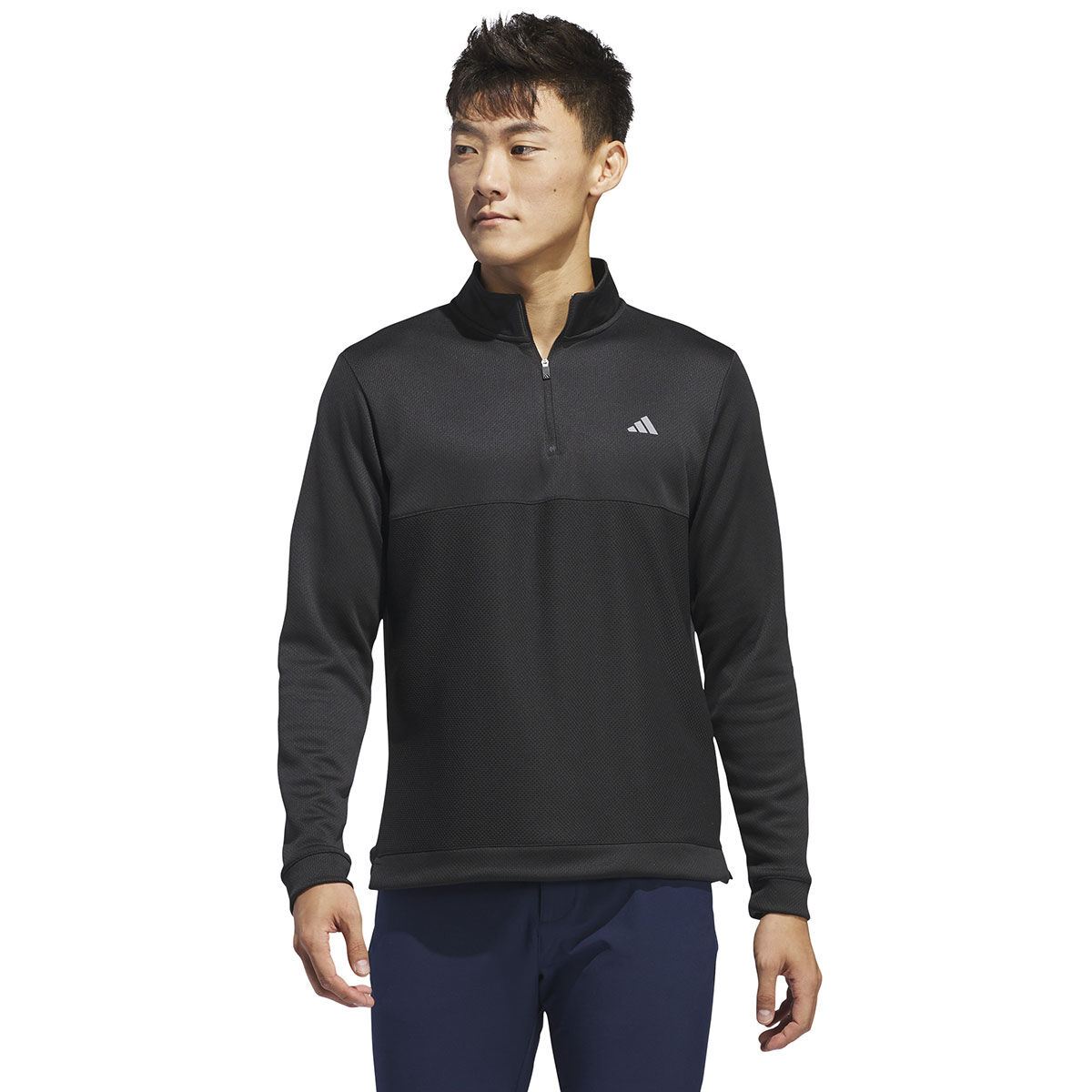 adidas Men’s Ultimate365 Textured Quarter Zip Golf Mid Layer, Mens, Black, Small | American Golf